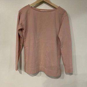 Everlane Heavyweight Long Sleeve Boat Neck Top - Small, Blush Pink